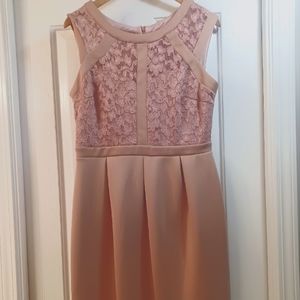 Dusky pink lace top pleateddress